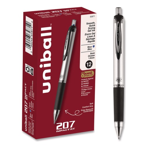 Pens | uni-ball 65871 207 Impact Bold 1 mm Retractable Gel Pen - Blue Ink/Black/Blue Barrel image number 0