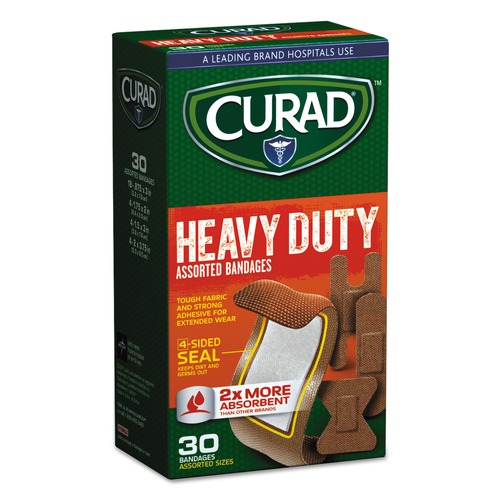 Curad CUR14924RB Heavy Duty Bandages - Assorted Sizes (30-Piece/Box) image number 0