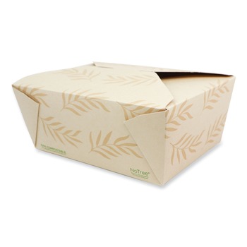 World Centric 6.25 in. x 8.7 in. x 3.5 in. 95 oz. Sugarcane No Tree Folded Takeout Containers - Natural (160/Carton)