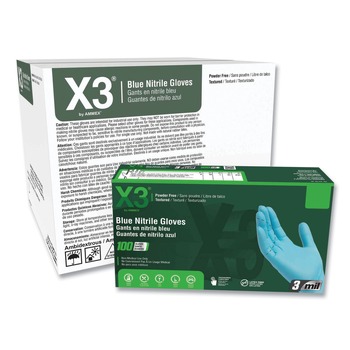 Ammex 3 mil Industrial Powder-Free Nitrile Gloves - X-Large, Blue (1000/Carton)