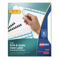 Office Jansan | Avery 11431 Index Maker 11 in. x 8.5 in. Print and Apply Clear Label Unpunched Dividers - White (5/Pack) image number 0