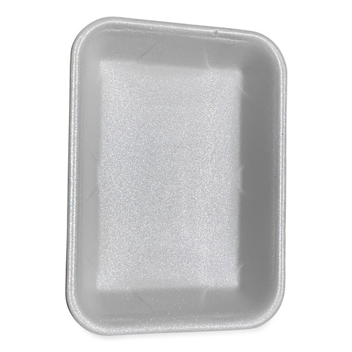 Food Trays, Containers, and Lids | GEN 4PWH 9.5 in. x 7.19 in. x 1.2 in. #4P Meat Trays - White (500/Carton) image number 0