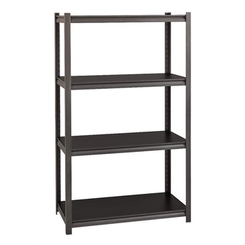 Alera 26112 36 in. x 18 in. x 60 in. 4-Shelf Steel Shelving Unit with Laminate Shelves - Black/Gun Metal Gray