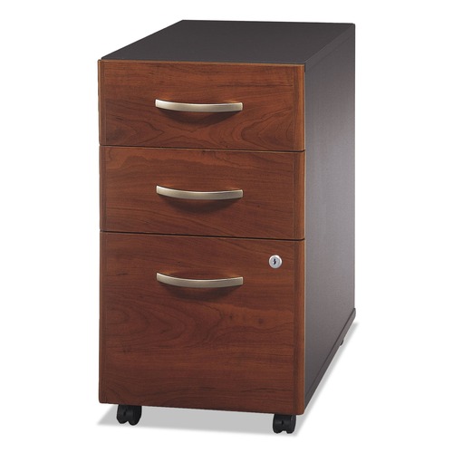 Office Filing Cabinets & Shelves | Bush WC24453SU 15.75 in. x 20.25 in. x 27.88 in. 3-Drawers: Box/Box/File, Legal/Letter/A4/A5 Series C Mobile Pedestal File - Cherry/Gray image number 0