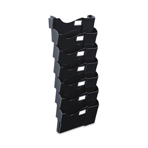 Office Jansan | Universal UNV08174 16 in. x 4.75 in. x 38.25 in. Wall Mount Seven-Pocket Grande Central Filing System - Legal/Letter, Black (7/Pack) image number 0