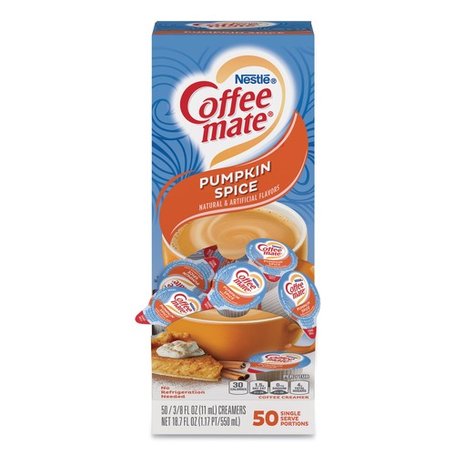 Coffee | Coffee-Mate 12270602 0.38 oz. Mini Cups Liquid Coffee Creamer - Pumpkin Spice (50/Box) image number 0