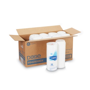 Dixie 9542500DX Dome Lid For 10 oz to 16 oz Perfectouch Cups and 12 oz to 20 oz WiseSize Hot Cups - White (500/Carton)
