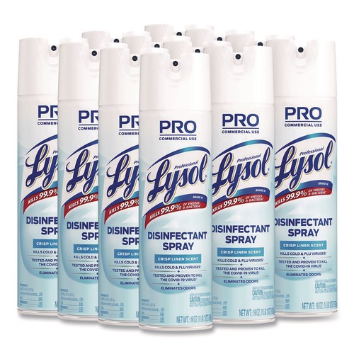 Cleaning & Janitorial Supplies | Professional LYSOL Brand 36241-74828 19 oz. Aerosol Spray Disinfectant Spray Crisp Linen (12/Carton) image number 0