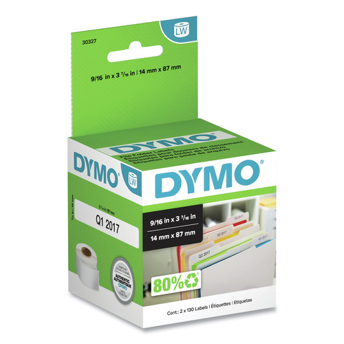 Office Jansan | DYMO 30327 LabelWriter 1-UP 0.56 in. x 3.43 in. File Folder Labels - White (2/Box) image number 0