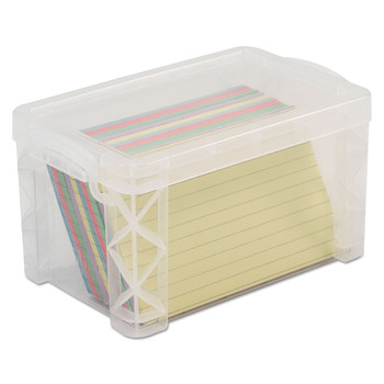 Advantus Holds (400) 3 in. x 5 in. Cards 6.25 in. x 3.88 in. x 3.5 in. Plastic Super Stacker Storage Boxes - Clear