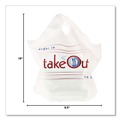 Food Service | AmerCareRoyal RPWB1919 19 in. x 9.5 in. x 19 in. Take-Out Labeling Cut-Out Handles Wave Top To-Go Bags - White/Blue/Red (500/Carton) image number 3