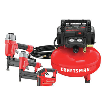 Factory Reconditioned Craftsman 0.8 HP 6 Gallon Oil-Free Pancake Air Compressor with 3 Nailers Combo Kit