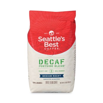 Seattle's Best 12420877 12 oz Bag Decaffeinated Medium Roast Ground Coffee - Port Side Blend (6/Carton)