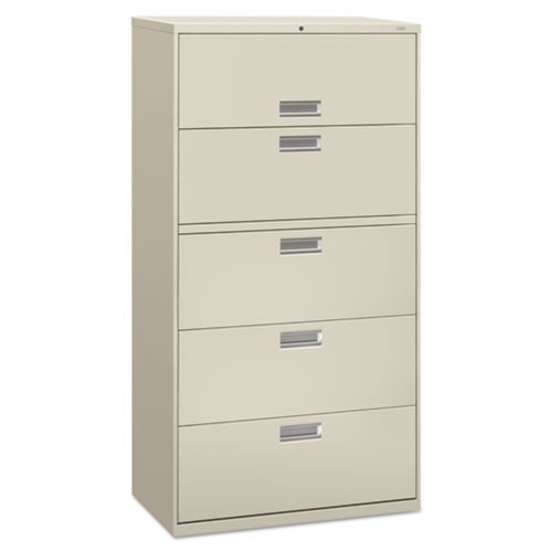  | HON H685.L.Q Brigade 600 Series Five-Drawer 36 in. x 18 in. x 64.25 in. Lateral File Cabinet - Light Gray image number 0