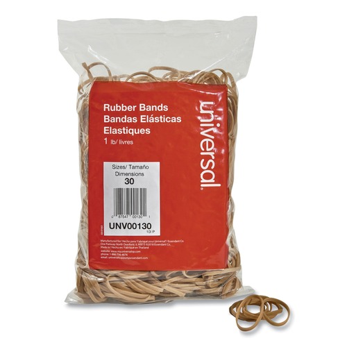 Customer Appreciation Sale - Save up to $60 off | Universal UNV00130 0.04 in. Gauge, 1 lbs. Box Rubber Bands - Size 30, Beige (1100/Pack) image number 0