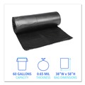 Trash Bags | Boardwalk H7658HKKR01 38 in. x 58 in. 60 gal. 0.65 mil Low-Density Can Liners - Black (100/Carton) image number 4