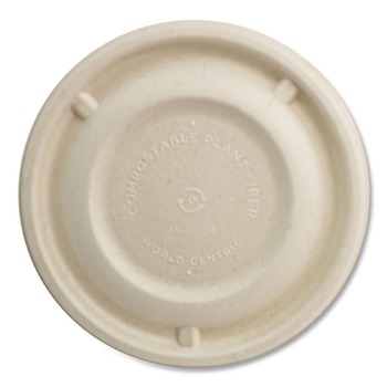 World Centric 4.7 in. Diameter Paper Fiber Lids for Bowls - Natural (500/Carton)