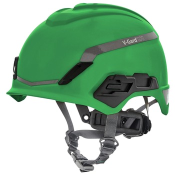 MSA 10194794 V-Gard H1 Fas-Trac III Pivot Novent ANSI EN397 Safety Helmet -  Green