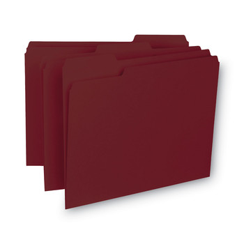 Smead 10275 Interior File Folders with 1/3-Cut Tabs - Letter, Maroon (100/Box)