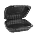 Food Trays, Containers, and Lids | Pactiv Corp. YCNB08010000 8.31 in. x 8.35 in. x 3.1 in. EarthChoice SmartLock Microwavable MFPP Plastic Hinged Lid Container - Black (200/Carton) image number 1