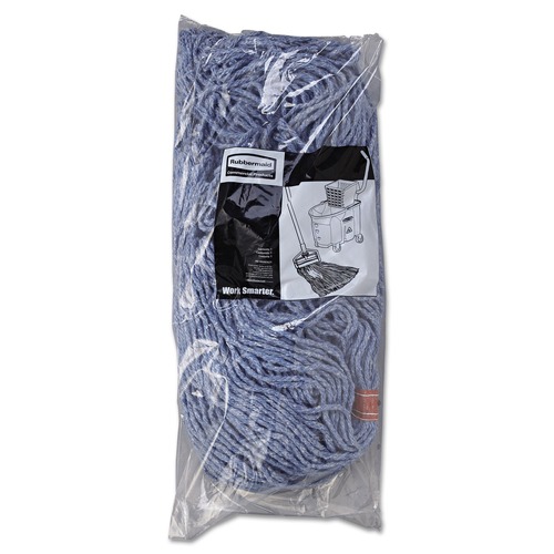 Mops | Rubbermaid Commercial FGF51800BL00 24 oz. 1 in. Band Cotton/Synthetic Cut-End Blend Mop Head - Blue (12/Carton) image number 0