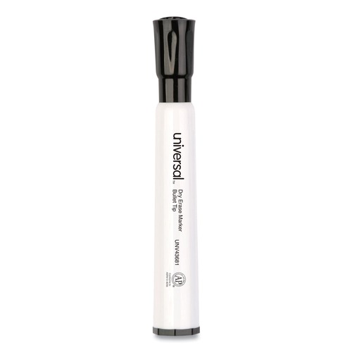 Office Jansan | Universal UNV43681 Medium Bullet Tip Dry Erase Marker - Black (1 Dozen) image number 0