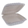 Food Service | Pactiv Corp. YCN809010000 EarthChoice SmartLock 9 x 9 x 3.1 Plastic Microwavable MFPP Hinged Lid Container - White (120/Carton) image number 0