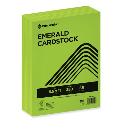 Cleaning & Janitorial Supplies | PrintWorks Professional 00115 8.5 in. x 11 in. 65 lbs. Text Weight Color Cardstock - Emerald Green (1-Ream) image number 0