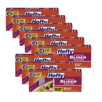 Hefty 00R88071 10.56 in. x 11 in. 1-Gallon Slider Stand and Fill Food Storage Bags - Clear (270/Carton)