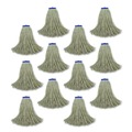 Mops | Boardwalk BWK724CCT 24 oz. Cut-End Lie-Flat Cotton Wet Mop Head - White (12/Carton) image number 0