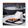 Food Trays, Containers, and Lids | Boardwalk HL-93BW 9 in. x 9 in. x 3.19 in. 3-Compartment Hinged-Lid Sugarcane Bagasse Food Containers - White (100/Sleeve, 2 Sleeves/Carton) image number 8