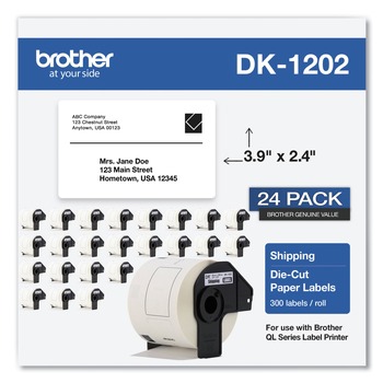 Brother 2.4 in. x 3.9 in. Die-Cut Shipping Labels - White (24/Pack)