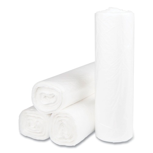 Trash Bags | Inteplast Group S404814N 45-Gallon 14 Microns 40 in. x 48 in. High-Density Interleaved Commercial Can Liners - Clear (250-Piece/Carton) image number 0