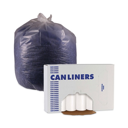 New Year New Savings! Save $25 off $150 | Boardwalk H6036MWKR01 30 in. x 36 in. 30 gal. 0.5 mil Perforated Roll Low-Density Waste Can Liners - White (200/Carton) image number 0