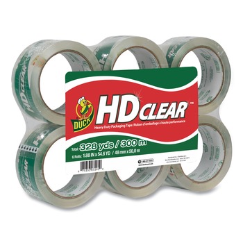 Duck 1.88 in. x 55 yds 3 in. Core Heavy-Duty Carton Packaging Tape - Clear (6/Pack)