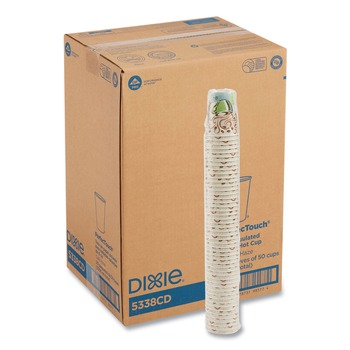 Dixie 5338CD PerfecTouch 8 oz. Paper Hot Cups - Coffee Haze Design (50/Sleeve, 20 Sleeves/Carton)