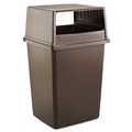 Trash & Waste Bins | Rubbermaid Commercial FG256V00BRN 23 in. x 26.63 in. x 13 in. Hooded Top without Door Rectangular Glutton Receptacle - Brown image number 2