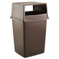 Trash & Waste Bins | Rubbermaid Commercial FG256V00BRN 23 in. x 26.63 in. x 13 in. Hooded Top Glutton Receptacle without Door - Brown image number 2