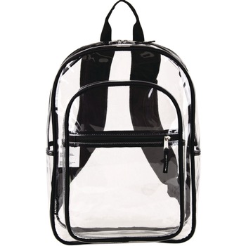 Eastsport 11.5 in. x 5 in. x 16.5 in. Clear with Color Trim Backpack - Clear/Black