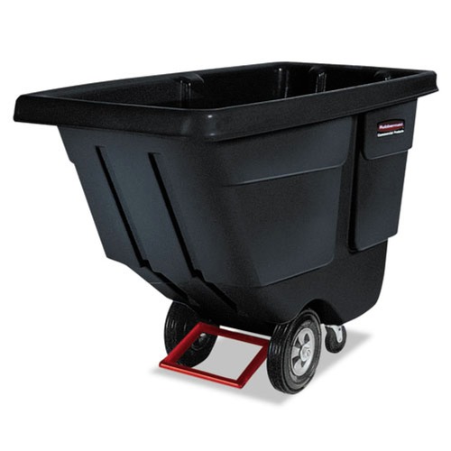 Trash & Waste Bins | Rubbermaid Commercial FG131400BLA Rotomolded Plastic Rectangular 850 lbs. Capacity Tilt Truck - Black image number 0