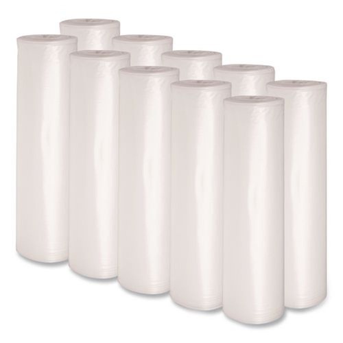 Cleaning & Janitorial Supplies | Boardwalk X6639SCKR01 33 in. x 39 in. 33 gal. 1.1 mil. Recycled Low-Density Polyethylene Can Liners - Clear (10 Bags/Roll, 10 Rolls/Carton) image number 0