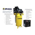 Stationary Air Compressors | EMAX ESP05V080I1PK E450 Series 5 HP 80 gal. Industrial Plus 2 Stage Pressure Lubricated Single Phase 19 CFM @100 PSI Patented SILENT Air Compressor with 30 CFM Air Dryer image number 6