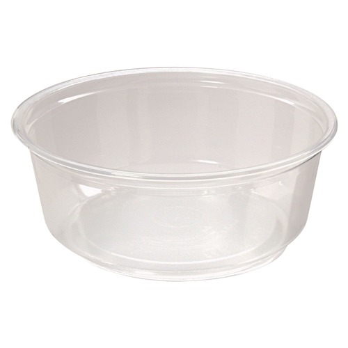Food Service | Fabri-Kal 000000000009505100 4.6 in. Diameter x 1.8 in. h 8 oz Microwavable Plastic Deli Containers - Clear (500/Carton) image number 0