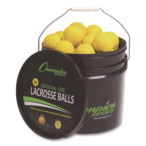 Toys | Champion Sports LBYN36 (36 Balls/Bucket) Official Size Bucket of Lacrosse Balls - Yellow image number 0