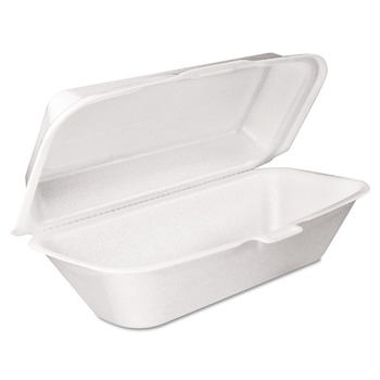 FOOD TRAYS CONTAINERS LIDS | Dart 99HT1R 5.3 in. x 9.8 in. x 3.3 in. Foam Hinged Removable Lid Hoagie Container - White (125/Bag, 4 Bags/Carton)