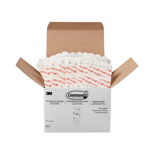 Mounting Tape | Command 17024-S256NA 1.63 x 2.75 Removable Poster Strips - White (256/Pack) image number 0