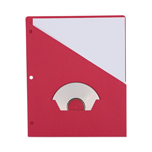 Universal UNV61683 11 Pt. Jacket, Slash-Cut Pockets for Three-Ring Binders - Letter, Red (10/Pack) image number 0