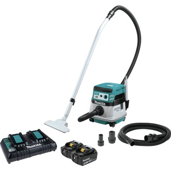 Factory Reconditioned Makita 36V (18V X2) LXT Brushless Lithium-Ion 2.1 Gallon Cordless HEPA Filter AWS Dry Dust Extractor/Vacuum Kit with 2 Batteries (5 Ah)