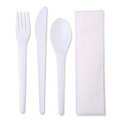 Office Jansan | Eco-Products EP-S015 Plantware Compostable Fork/Knife/Napkin/Spoon Cutlery Kit - Pearl White (250/Carton) image number 2