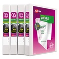Binders | Avery 17575 11 in. x 8.5 in. 3 Rings, 1 in. Capacity, Durable View Binder with DuraHinge and Slant Rings - White (4/Pack) image number 0